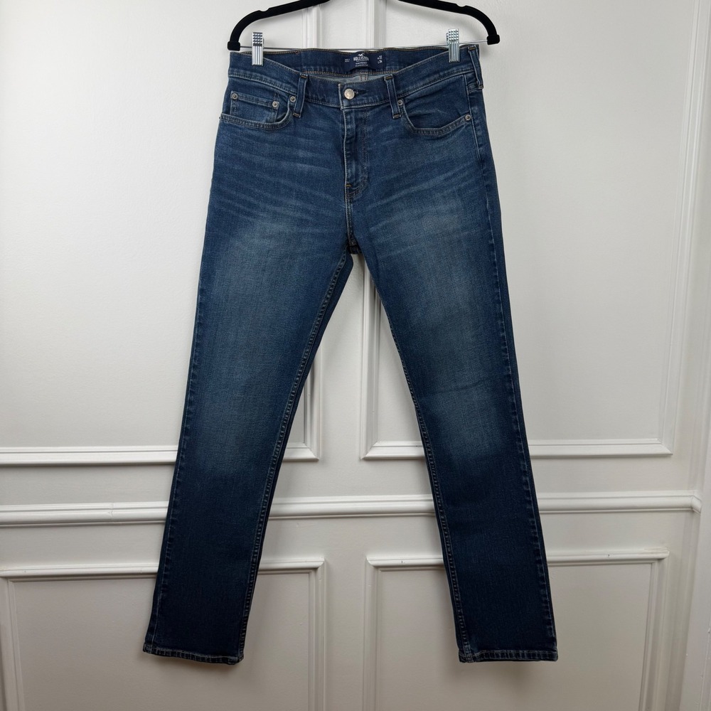 Hollister Epic Flex Slim Straight Jeans Mens 32x34 Medium Wash Blue Denim